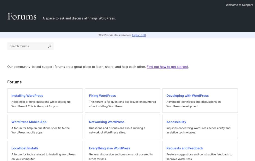 WordPress Support Forums